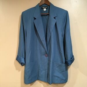 Sag Harbor Teal Blue Single-Button Blazer